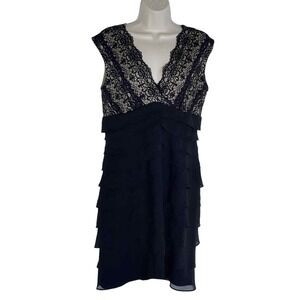 Dressbarn Dress Woman 12 Black Lace‎ Tiered Romantic Whimsigoth Party LBD Formal